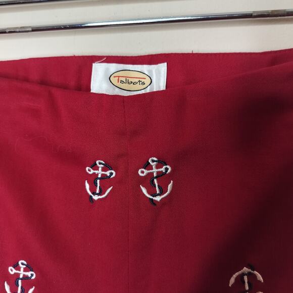 Vintage Talbots Pants Nautical Anchor Embroidered Cropped High Waist - Picture 6 of 9